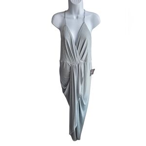 NWT Lulus Dreamy Date Sage Blue Surplice Midi Dress Stretch Cocktail Size XL